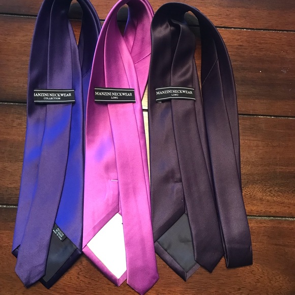 3 Solid Purplish Ties- Plum, Eggplant, Deep Purple